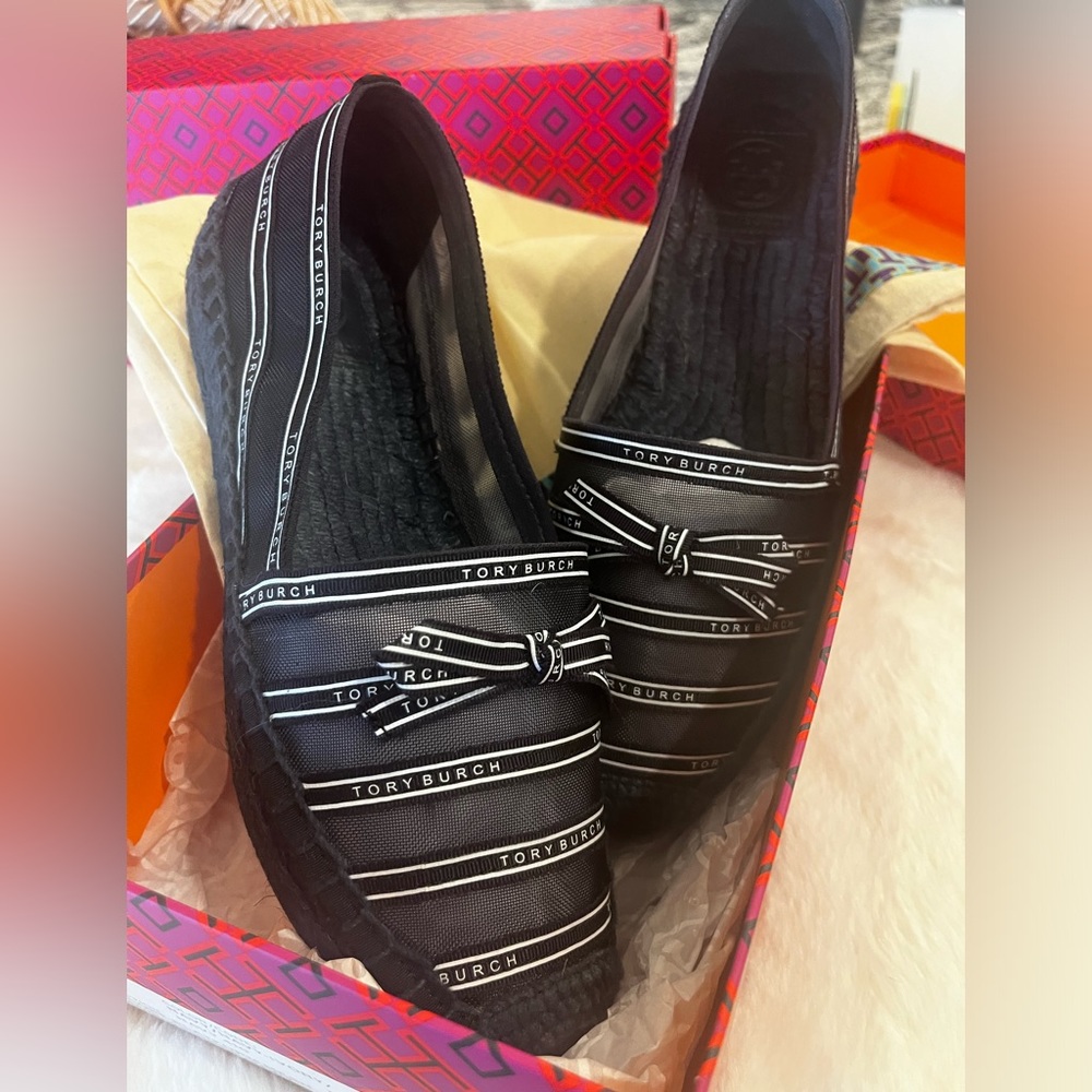 Tory Burch Platform Espadrilles - NAVY - Size 8